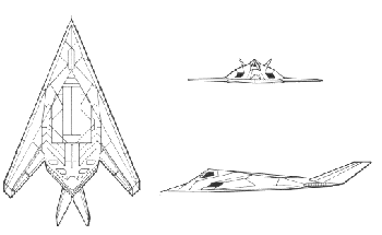 F-117 em três vistas